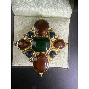 Vintage 1990s Jay Strongwater Maltese Cross Gold Tone Scarf Slide Pin/Pendant